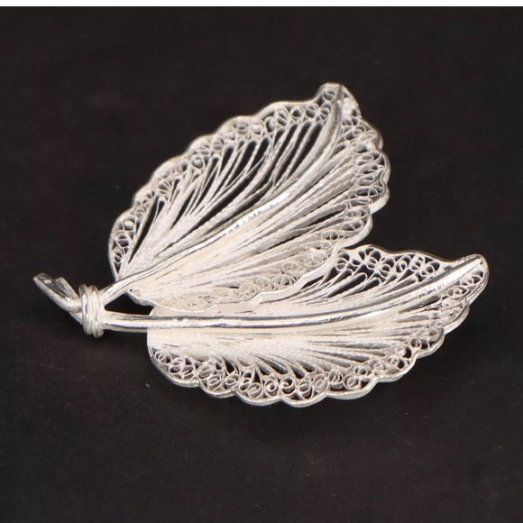 VTG Sterling Silver - Filigree Leaf Leaves Plant - Picture 2 of 5